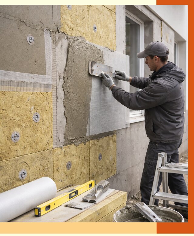 Утепление фасада под штукатурку в Пскове от 4263 руб/м2 — монтаж пенопластом и минватой | ТепломастерПск