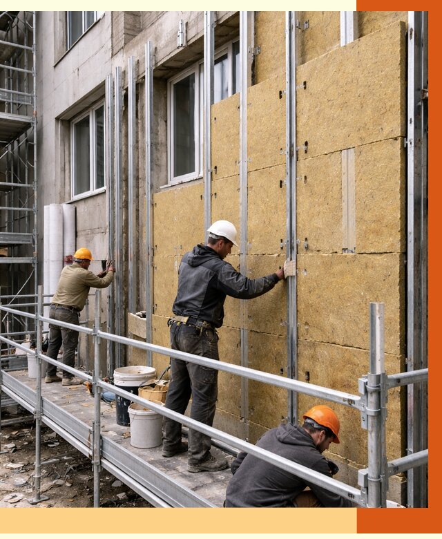 Утепление вентилируемого фасада в Пскове от 5684 руб/м2 — монтаж и утепление вентфасад | ТепломастерПск