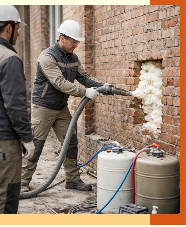 Заливка ППУ в пустоты кирпичной стены в Пскове от 2791 руб. | ТепломастерПск